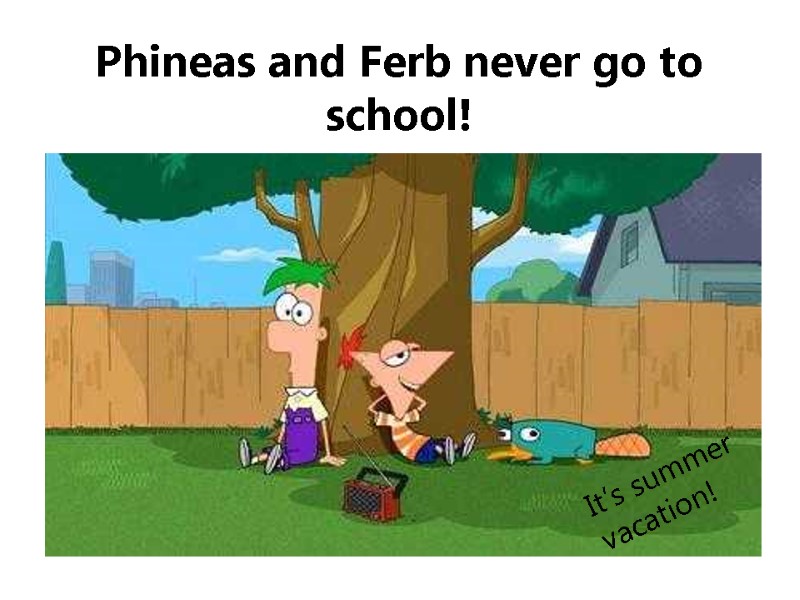Phineas and Ferb never go to school! It’s summer vacation!